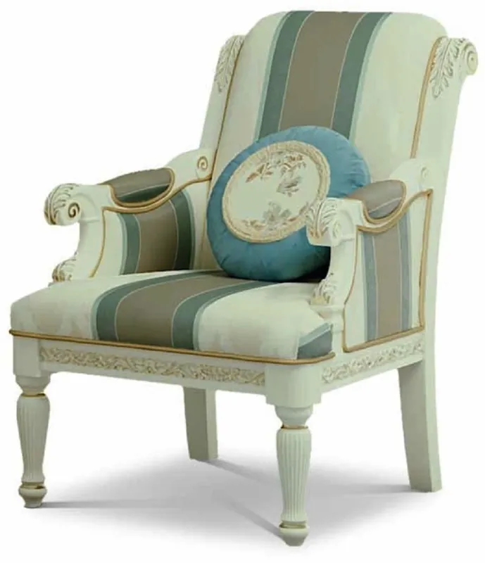 Preiswert Casa Padrino luxury baroque armchair cream / white / gold - Baroque furniture - Made in Italy