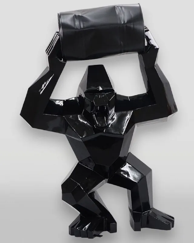 Casa Padrino XXL decorative sculpture gorilla with barrel black H. 140 cm Abverkauf