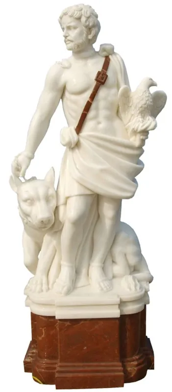 Casa Padrino Antique Style Marble Sculpture Roman with Dog Cream / Red H. 100 cm Bestseller