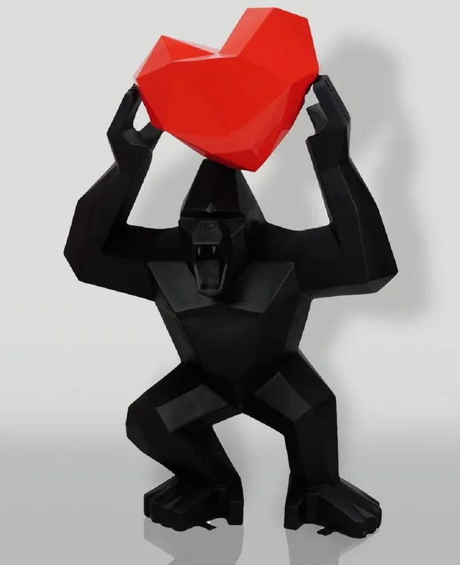 Casa Padrino XXL decorative sculpture gorilla with heart black / red H. 146 cm Begrenztes Angebot