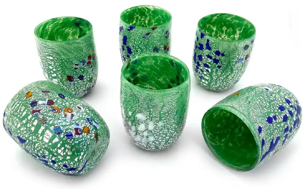 Markenprodukt Casa Padrino luxury Murano crystal glass water glass set of 6 green Ø 8 x H. 10.5 cm - Made in Italy