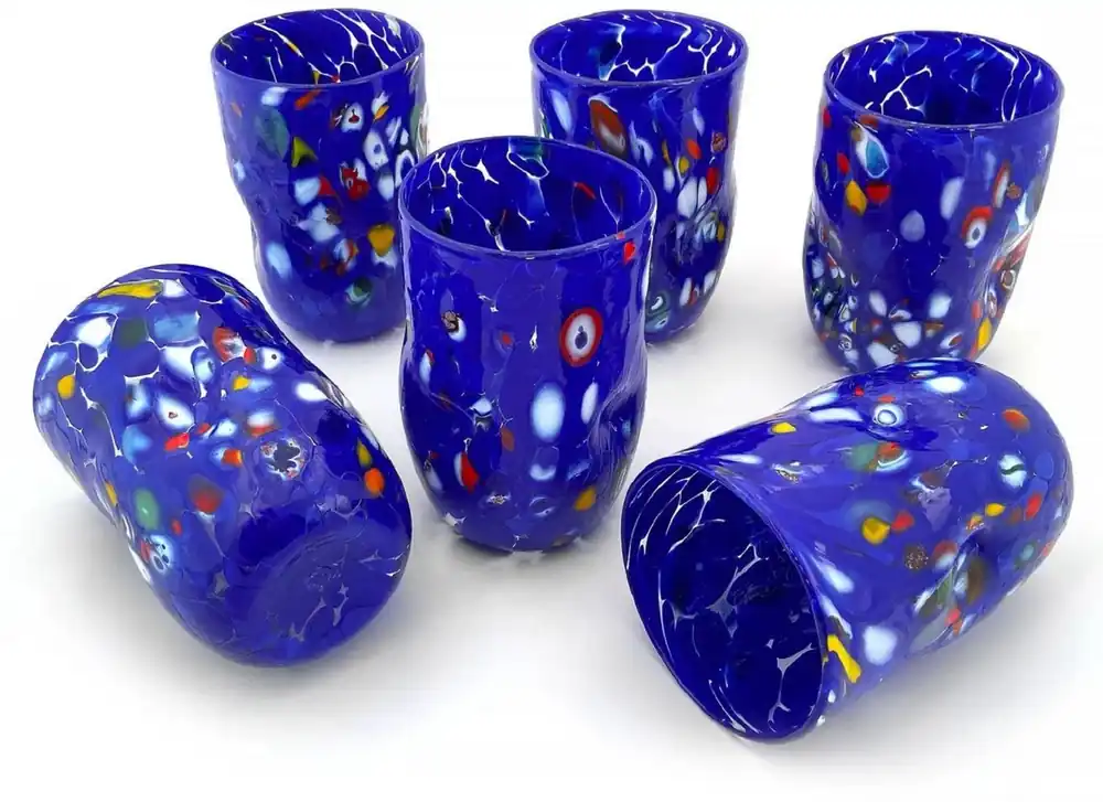 Knallerangebot Casa Padrino luxury Murano crystal glass water glass set of 6 blue Ø 8 x H. 12 cm - Made in Italy
