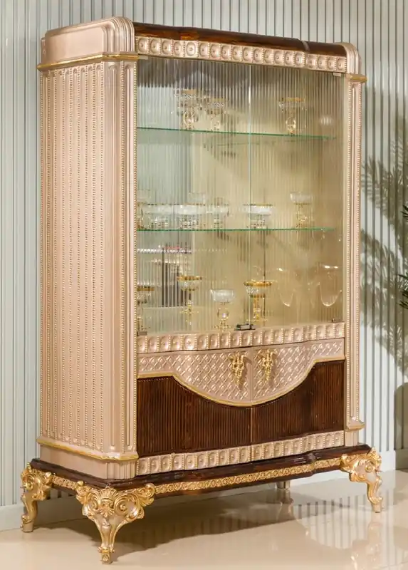 Sale Casa Padrino luxury baroque display cabinet gray / dark brown / gold 135 x H. 187 cm - Baroque furniture