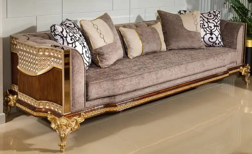Mega-Angebot Casa Padrino luxury baroque sofa gray / dark brown / gold 265 cm - Baroque furniture