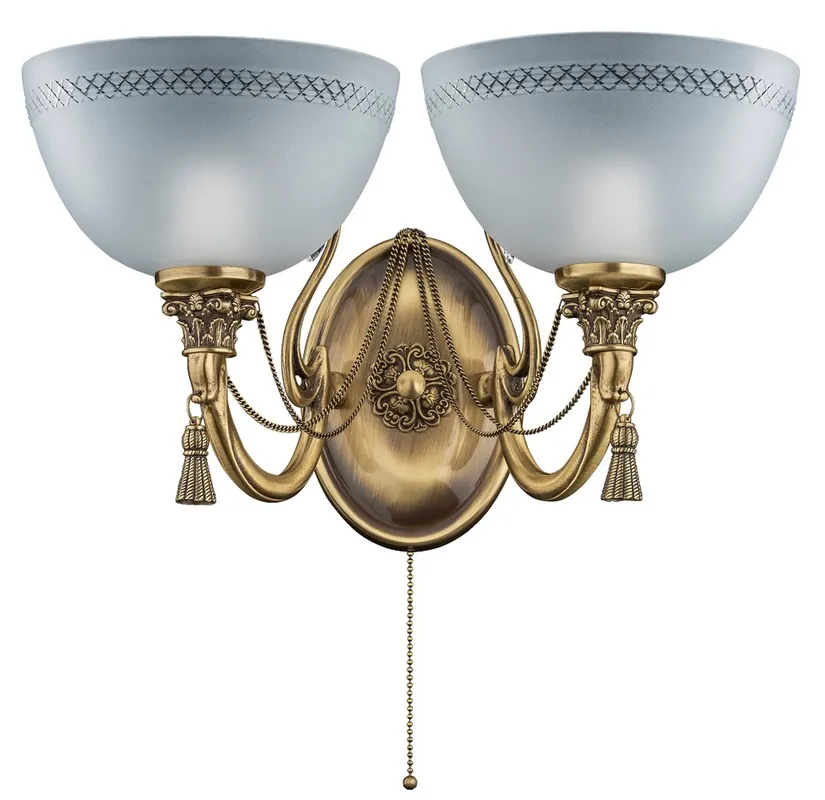 Casa Padrino luxury baroque crystal double wall lamp brass with patina / white 41 cm Sichere Zahlung