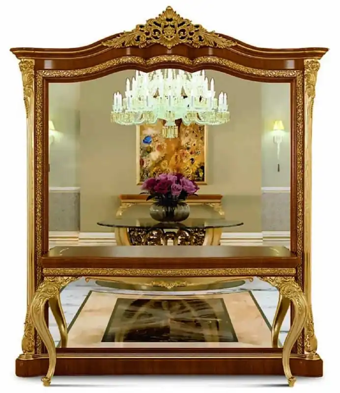 Nur Für Kurze Zeit Casa Padrino Luxury Baroque Mirror Console Brown / Gold - Baroque Furniture - Made in Italy