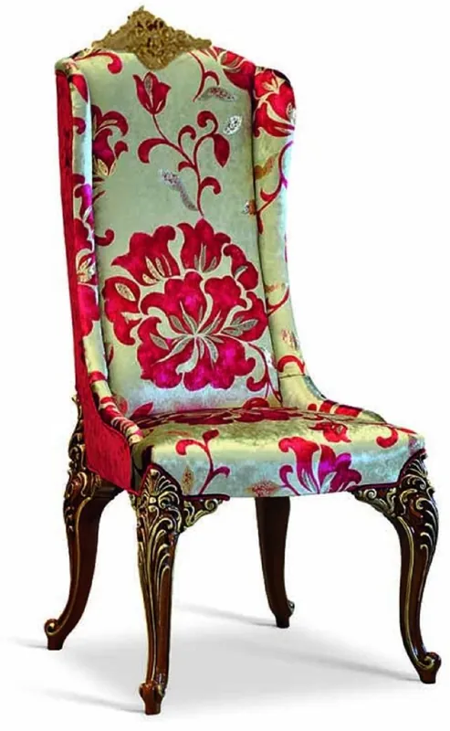 Casa Padrino Luxury Baroque Dining Room Chair Gold / Red / Dark Brown / Gold - Baroque Furniture - Made in Italy Sonderangebot