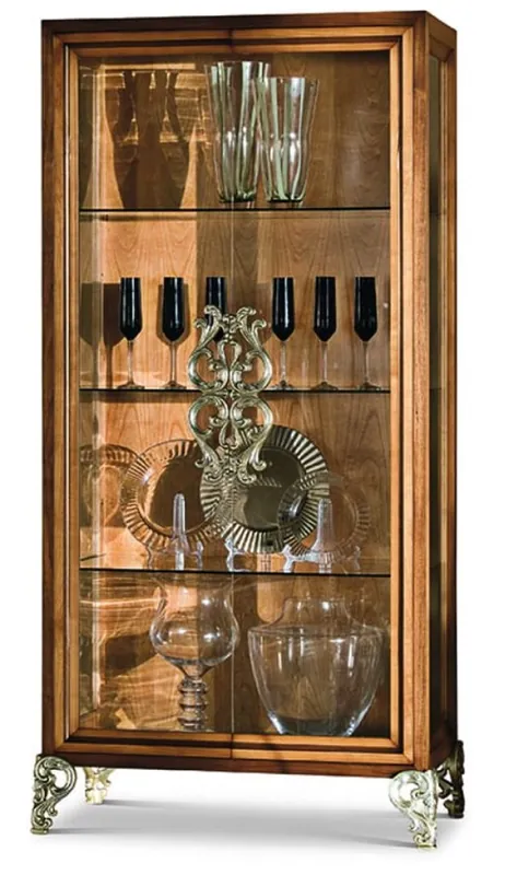 Casa Padrino luxury baroque showcase with 2 glass doors brown / silver H. 191.5 cm - Baroque furniture - Made in Italy Geprüft