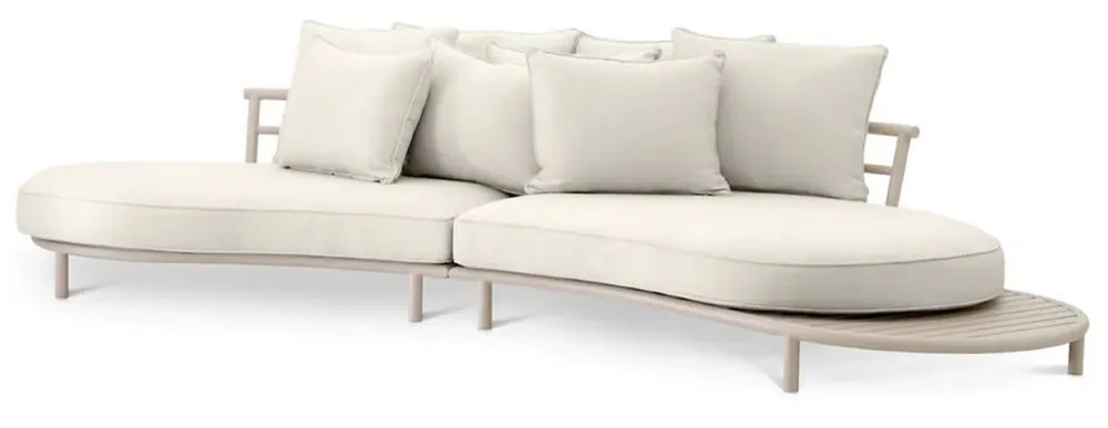 Jetzt Kaufen Casa Padrino luxury outdoor garden sofa white gray / sand 330 cm - Luxury garden furniture