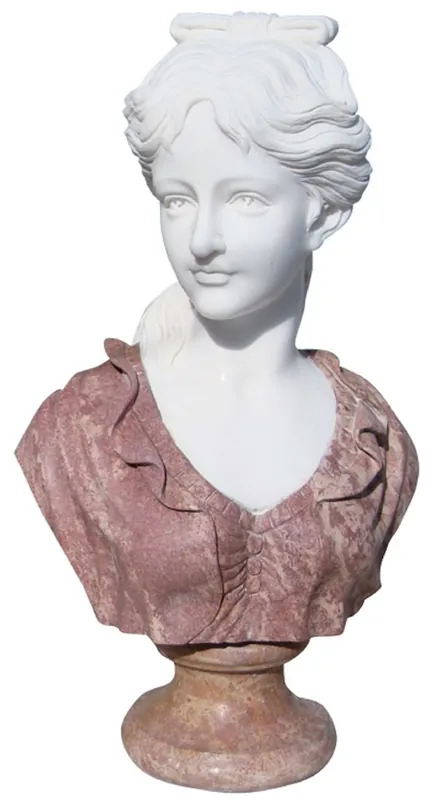 Garantierte Lieferung Casa Padrino luxury Art Nouveau marble decorative bust woman white / brown H. 60 cm