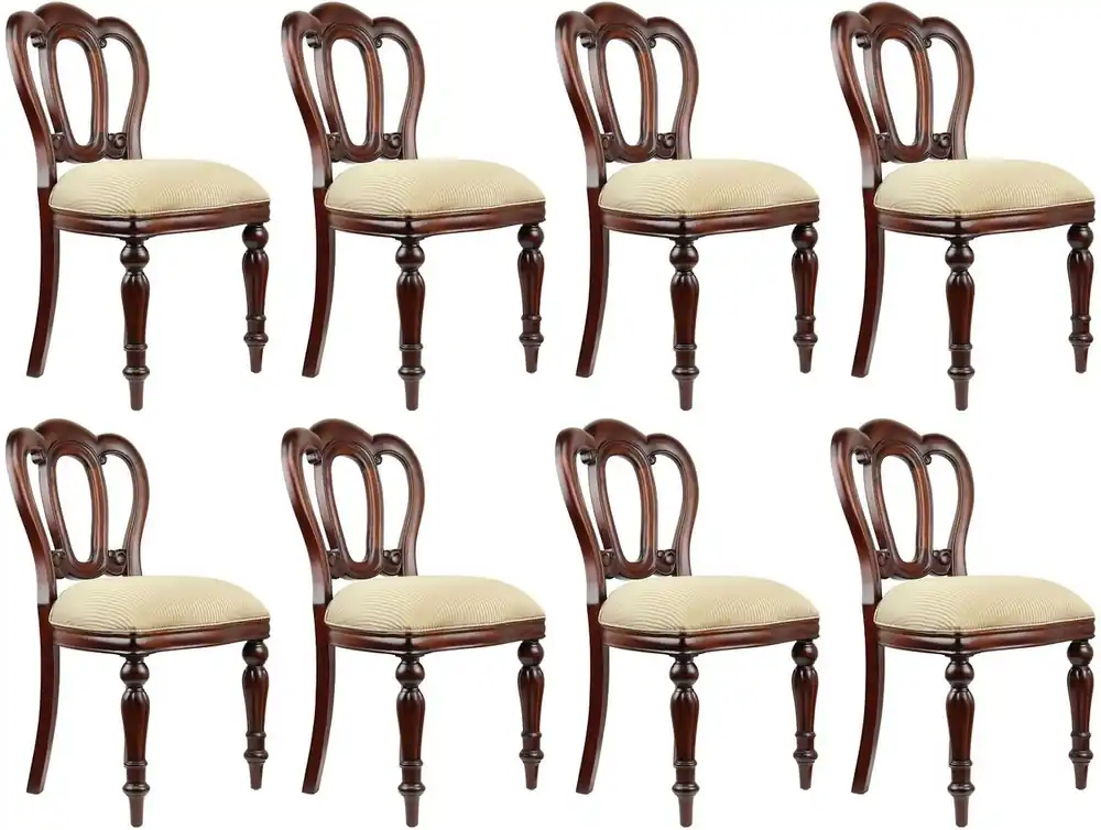 Preiswert Casa Padrino Luxury Baroque Mahogany Dining Chair Set of 8 Gold / Dark Brown - Baroque Furniture
