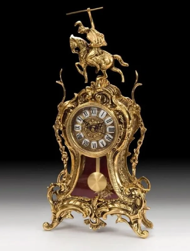Casa Padrino luxury baroque table clock gold 23 x H. 46 cm - Baroque style bronze desk clock Schnäppchen