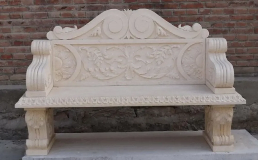 Abverkauf Casa Padrino Luxury Baroque Marble Garden Bench Beige 179 cm - Baroque marble garden furniture