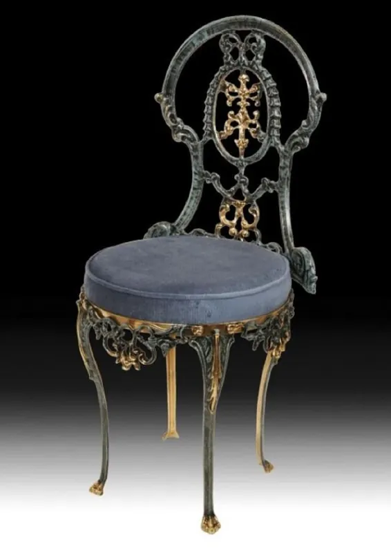 Bestseller Casa Padrino luxury baroque dining chair blue / gold H. 86 cm - Baroque dining room furniture