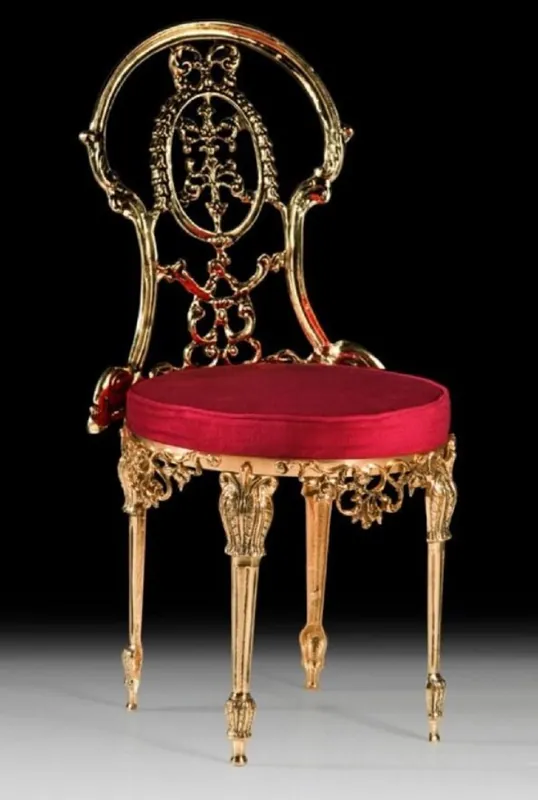 Garantierte Lieferung Casa Padrino luxury baroque dining chair bordeaux red / gold H. 86 cm - Baroque dining room furniture