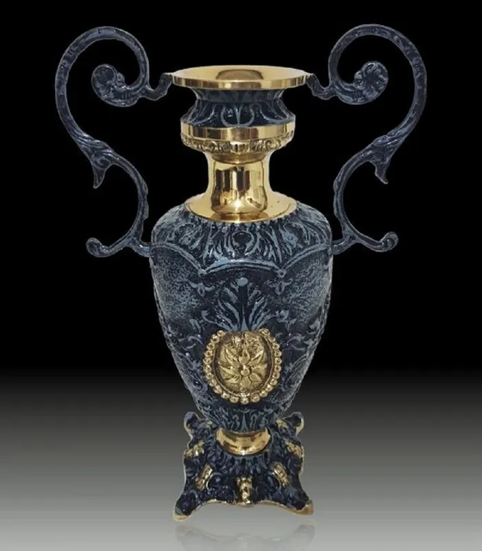 Sale Casa Padrino Luxury Baroque Vase Blue / Gold 23 x H. 34 cm - Handmade Baroque style flower vase
