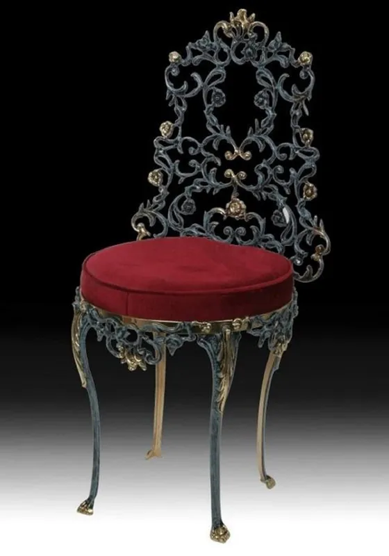 Neue Ware Casa Padrino luxury baroque dining chair bordeaux red / blue / gold H. 86 cm - Baroque dining room furniture