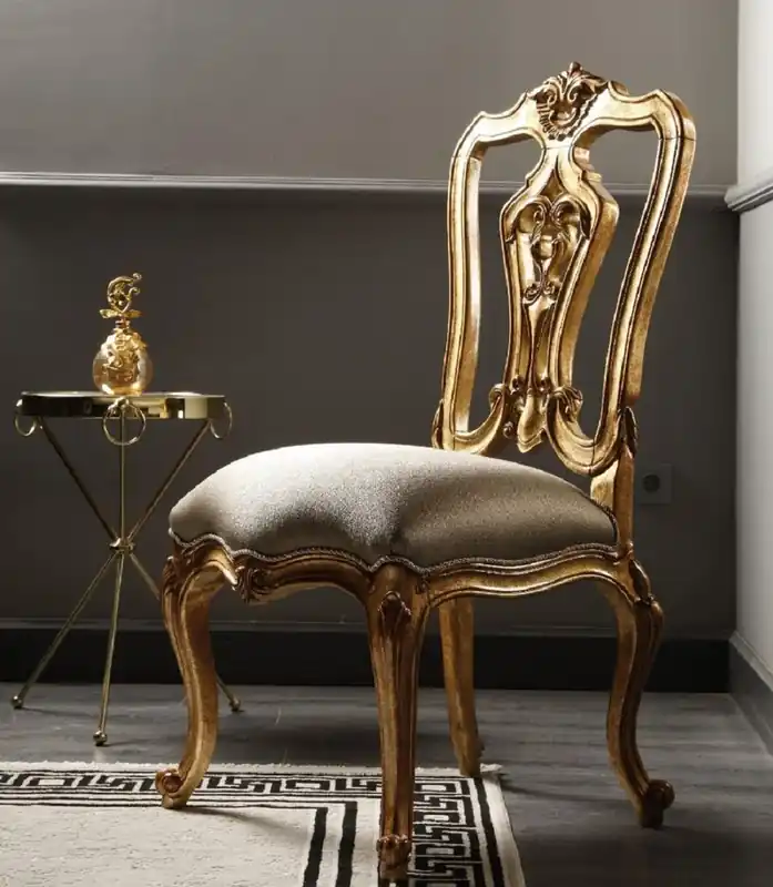 Casa Padrino luxury baroque dining chair silver / antique gold H. 116 cm - Baroque dining room furniture Billig