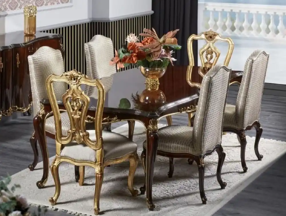 Casa Padrino luxury baroque dining room set dark brown / silver / gold - Baroque dining room furniture Neue Kollektion