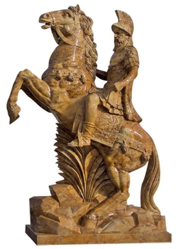 Wochenendangebot Casa Padrino Antique Style Marble Sculpture Roman on Horse Right Brown H. 210 cm - Garden Decoration