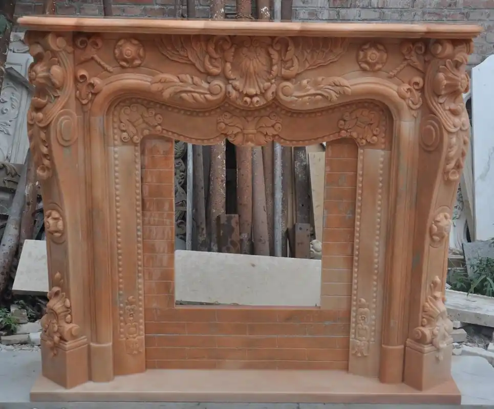 Sichere Zahlung Casa Padrino luxury baroque marble fireplace surround light red 150 x 30 x H. 120 cm - Baroque furniture