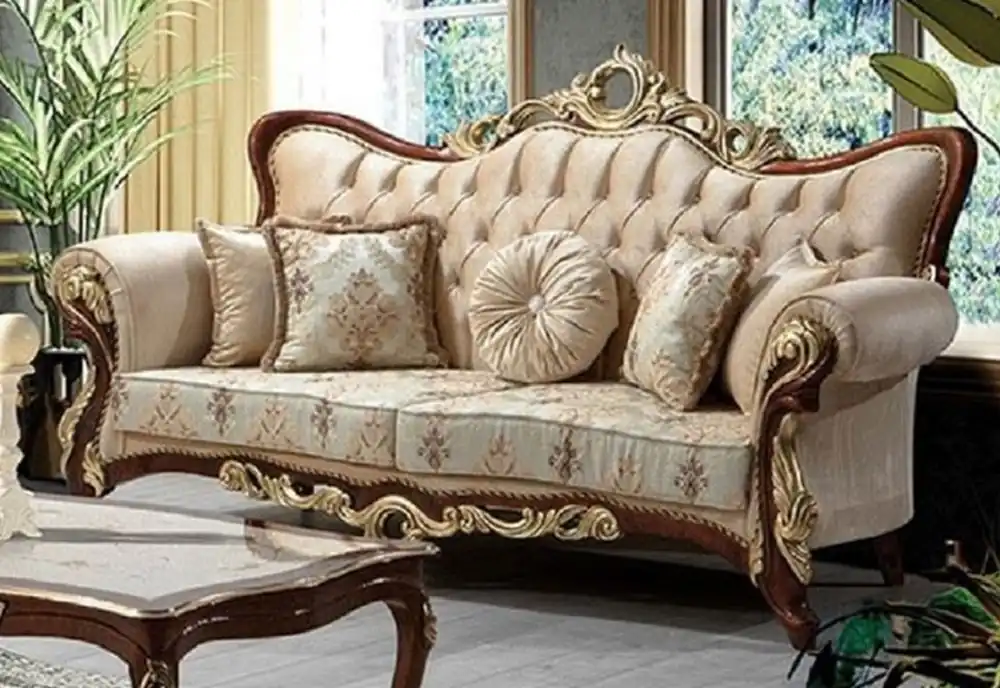 Casa Padrino luxury baroque sofa beige / brown / gold 230 cm - Baroque living room furniture Top-Angebot