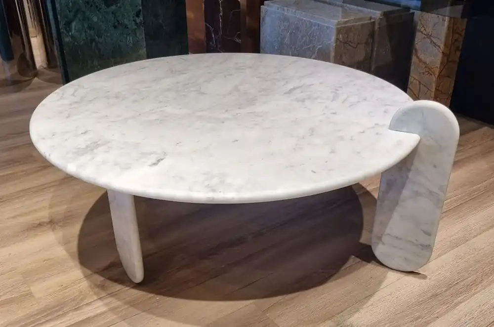 Casa Padrino luxury marble coffee table white 140 cm - Luxury living room furniture Direkt Vom Hersteller