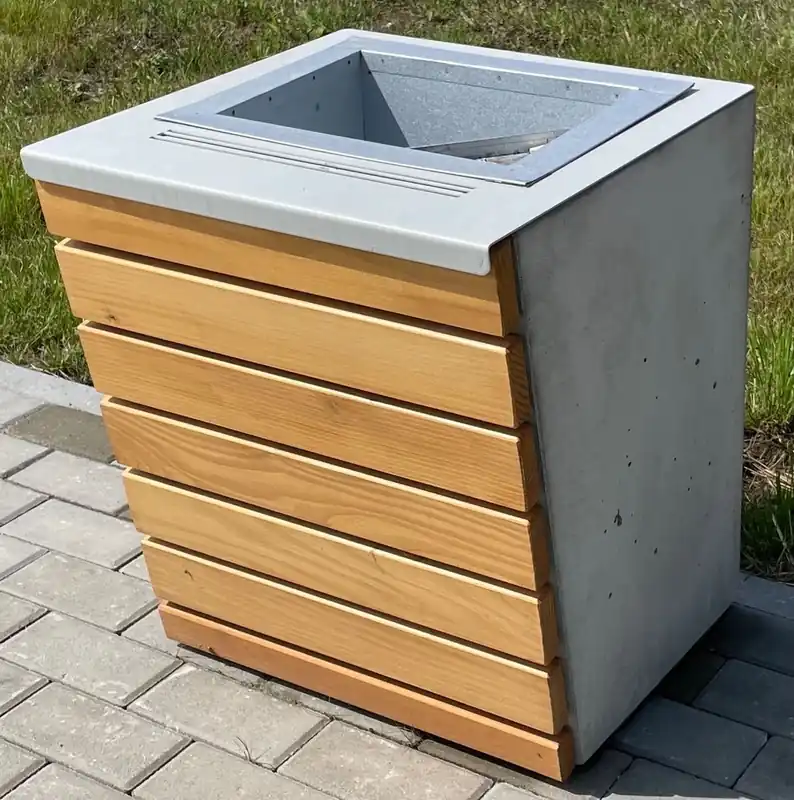Finale Aktion Casa Padrino park waste bin natural / gray / silver H. 60 cm - City waste bin - Concrete waste bin