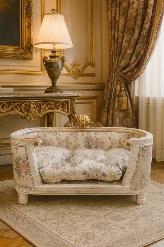 Pompöös by Casa Padrino luxury baroque dog & cat bed Provence silver / antique white Neue Ware