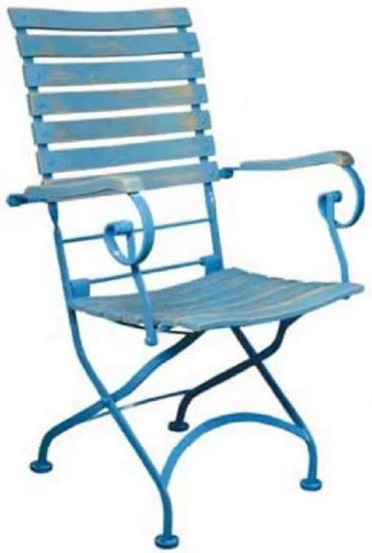 Echt Casa Padrino Art Nouveau garden chair with armrests antique light blue H. 95 cm - Art Nouveau garden furniture