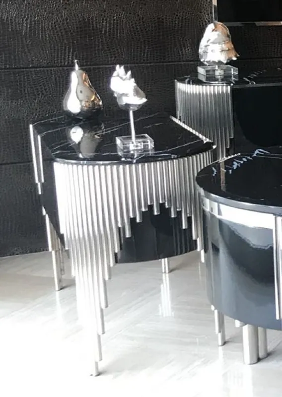 Bestpreis Casa Padrino luxury chest of drawers with 2 drawers and faux marble top black / silver - Luxury furniture