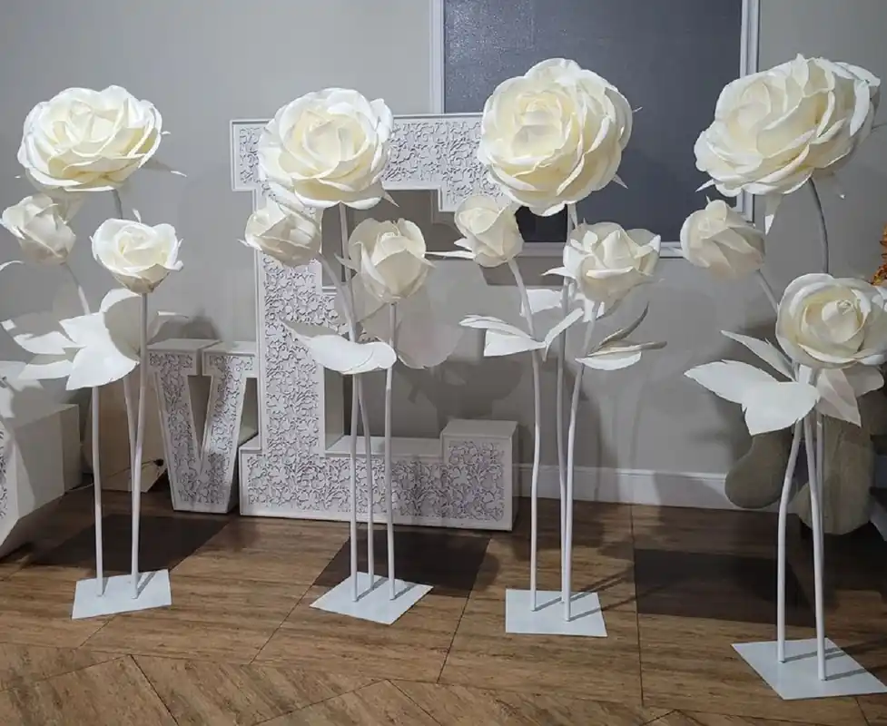 Geprüft Casa Padrino luxury XXL decorative roses set of 6 white / cream Ø 55 x H. 180 cm - Wedding decoration accessories