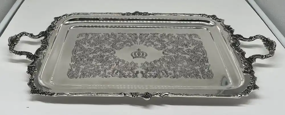 Pompöös by Casa Padrino luxury baroque serving tray crown silver 52 cm - designed by Harald Glööckler Super-Preis