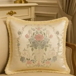 Harald Glööckler luxury decorative pillow Pompöös Provence by Casa Padrino silver / cream 45 x 45 cm Finale Aktion