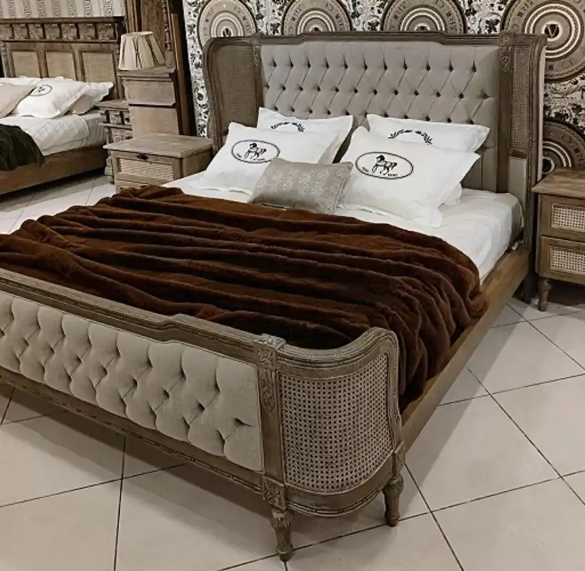 Markenprodukt Pompöös by Casa Padrino luxury baroque double bed Provence gray / brown - Designed by Harald Glööckler
