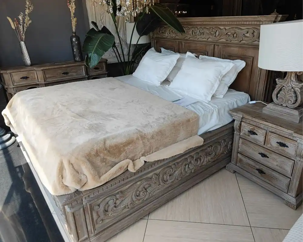 Bestseller Pompöös by Casa Padrino luxury baroque double bed Provence brown / gray - Designed by Harald Glööckler