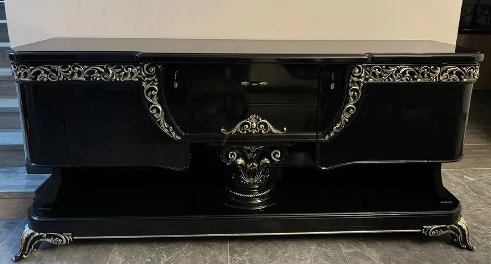 Sale Casa Padrino luxury baroque sideboard black / silver 230 cm - Baroque furniture