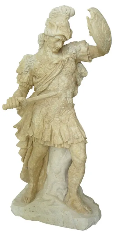 Casa Padrino Antique Style Marble Sculpture Roman Soldier Left Beige / Gray H. 210 cm - Garden Decoration Jetzt Kaufen