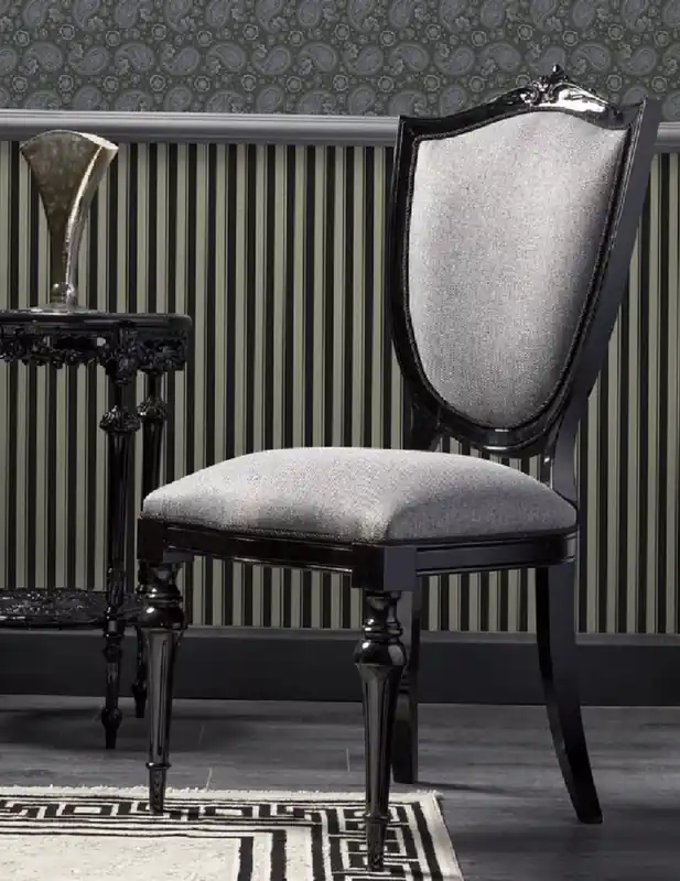 Casa Padrino luxury baroque dining chair silver gray / black H. 125 cm - Baroque dining room furniture Sofort Bestellen