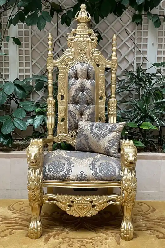 Pompöös by Casa Padrino Luxury Baroque Throne Armchair Provence Gold / Gray / Gold - designed by Harald Glööckler Neue Kollektion