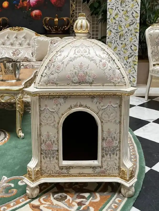 Pompöös by Casa Padrino Baroque Cat House Provence Silver / Cream White / Gold - designed by Harald Glööckler Saisonangebot