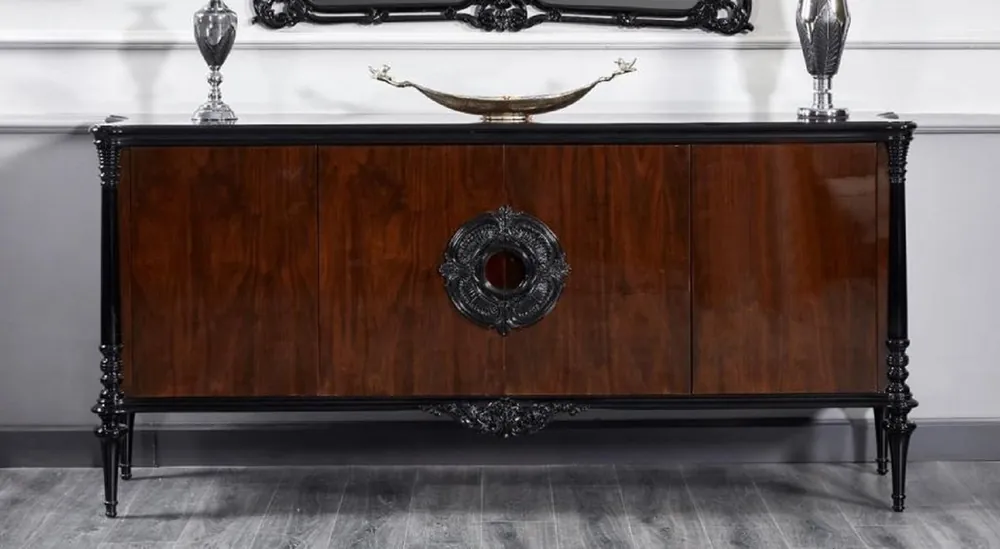 Nur Heute Casa Padrino luxury baroque sideboard black / dark brown 225 cm - Baroque furniture