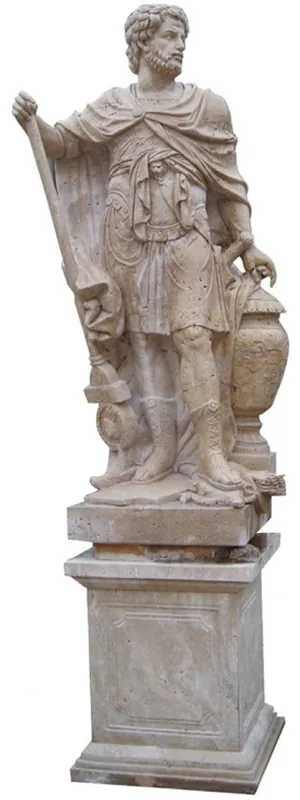 Casa Padrino Antique Style Marble Sculpture Roman on Column Left Side Beige H. 280 cm Billig