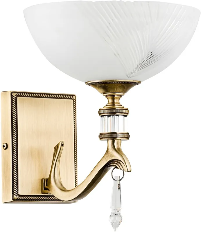 Casa Padrino luxury baroque crystal wall lamp brass with patina / white H. 21 cm Sofort Bestellen