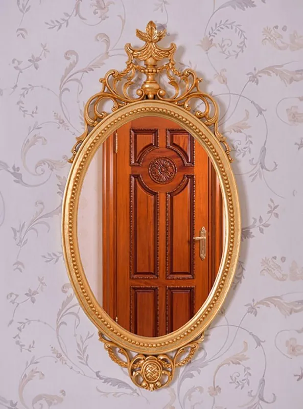 Ausverkauf Casa Padrino luxury baroque mirror gold H. 102 cm - Oval baroque style wall mirror - Made in Italy