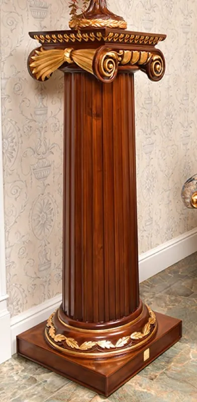 Casa Padrino Luxury Baroque Column Dark Brown / Gold H. 120 cm - Baroque Furniture - Made in Italy Direkt Vom Hersteller