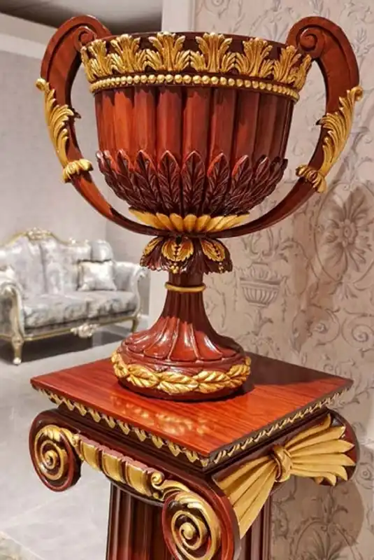 Casa Padrino luxury baroque decorative vase dark brown / gold H. 55 cm - Baroque style solid wood flower vase - Made in Italy Preis Gesenkt