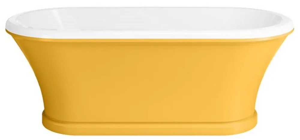 Echt Casa Padrino Art Nouveau bathtub yellow / white 170 cm - Freestanding retro style bathtub
