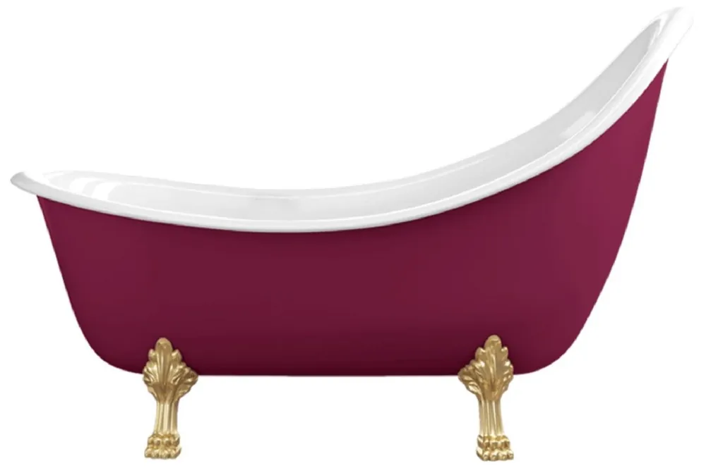 Highlight Casa Padrino Art Nouveau bathtub purple / white / gold 180 cm - Freestanding retro style bathtub