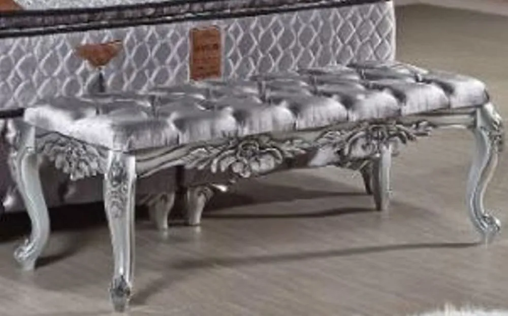 Top-Angebot Casa Padrino baroque velvet bench silver - Magnificent baroque furniture